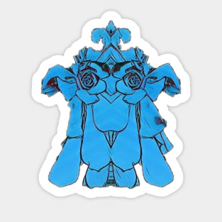 Top-knot dog in blue Sticker